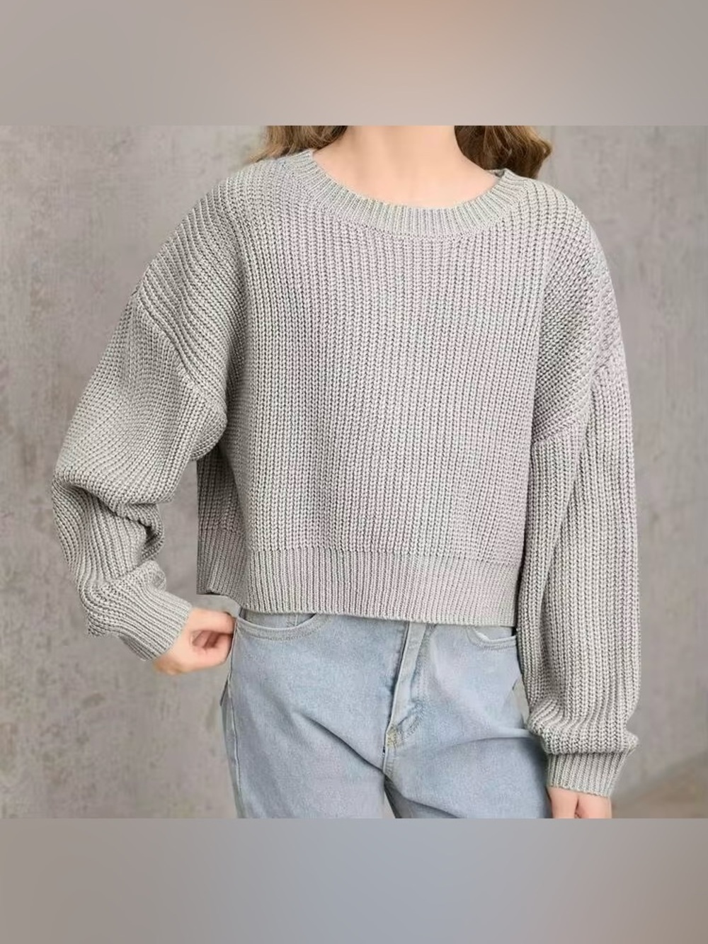 Open Knit Lightweight Gray Sweater